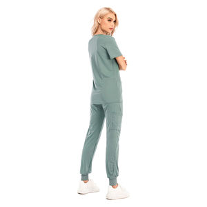 Uniforme de travail unisexe de haute qualité avec col en V, hauts et pantalons, ensemble de poches, modèle OEM - Product Image 6