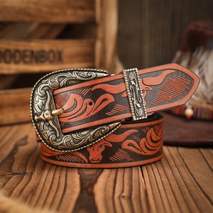 Ceintures en cuir pour hommes Casual Cow Hide Western Fashion Style Custom Logo Colorful Stainless Steel Buckle Woven Technics - Product Image 3