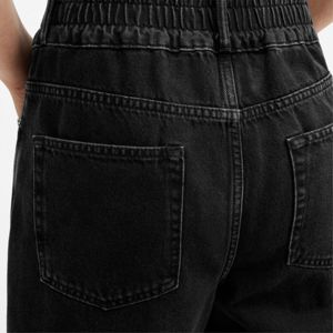 Pantalones vaqueros de Mujer logotipo personalizado alta calidad 100% algodón lavado recto suelto pierna ancha cintura alta pantalones vaqueros de mujer de talla grande - Product Image 6