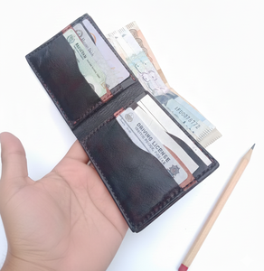 Cartera de Cuero Genuino Personalizada con Bloqueo RFID para Tarjetas de Crédito, Grabada, de Cuero Curtido Vegetal, con Cierre Abierto de 4 Pulgadas, Moda Masculina - Product Image 1