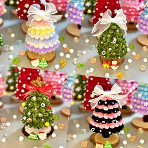 Velvet <b>Wrapped</b> Wire Christmas Ornament with <b>Wooden</b> Base Festive Hanging Decoration Seasonal Accent Vietnam - Product Image 3