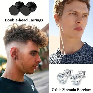 Boucles d'oreilles créoles CZ en acier inoxydable plaqué or à la mode pour hommes à la mode Style punk hypoallergénique vêtements polyvalents - Product Image 4