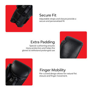 Guantes de Boxeo Profesionales de Color Negro para Entrenamiento de Muay Thai, Guantes de Boxeo para Saco de Boxeo con Correas Ajustables y Cierre - Product Image 5