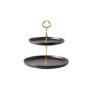 Support à gâteau en métal à 2 étages fait à la main, forme ronde, support de présentation, vaisselle, plaqué or, mariage, anniversaire, outil pour gâteau - Product Image 3