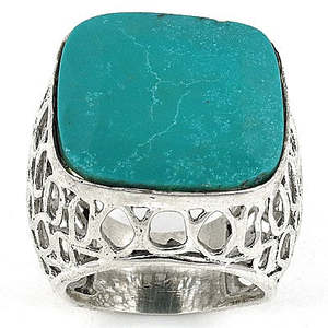 Art Palace Men's 925 Sterling Silver Geometric Statement <b>Ring</b> with Turquoise Stone Elegant Jewelry Accessory for Everyday Wear - Product Image 3