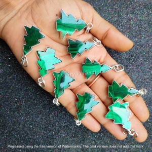Colgantes de Plata de Ley 925 con Árbol de Navidad de Malaquita Natural para Mujer, Joyería de Excelente Calidad al por Mayor de Fábrica - Product Image 2