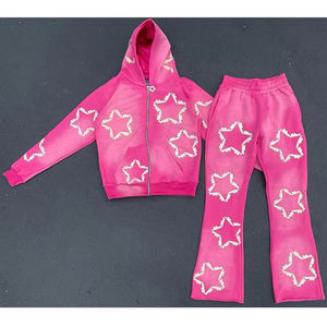 Sudadera con Capucha y Pantalones Deportivos de Moda Urbana Personalizados, Lavado Ácido, Decoloración al Sol, Gruesos, Extra Grandes, Diseño de Bordado Personalizado - Product Image 3