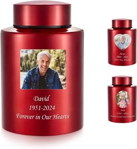 Photo Urnes de crémation personnalisées pour cendres humaines Mémorial funéraire personnalisé en acier inoxydable 5.9 pouces Souvenir décoratif moyen - Product Image 1