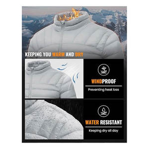 Chaqueta de invierno acolchada con aislamiento empacable ligera para hombre, abrigo hinchado alternativo de plumón resistente al agua de alta calidad - Product Image 4