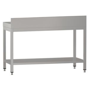 Commercial <b>Stainless</b> <b>Steel</b> <b>Table</b> with Upstand ECO - 1200x700mm - with Undershelf - with Rear Upstand - Product Image 5