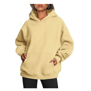 Sweat à capuche d'hiver pour femmes avec poche avant Couleur unie Sweat à capuche à manches longues - Product Image 6