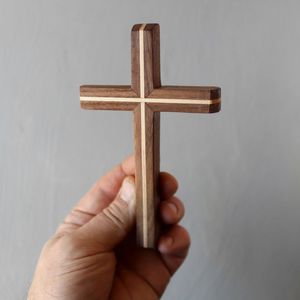 WHOLESALE PRICE RELIGIOUS DECORATION WOOD CARVED 7*12cm Hand Fit Small Wooden Cross for Church Prayer Necklace Making - Product Image 5