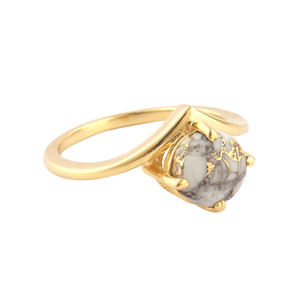 แหวนงานฝีมือทำจากทองแดง Howlite,แหวนซ้อนกันได้24K ชุบทองรูปทรงกลมหรูหราแหวนซ้อนกันได้8US - Product Image 5