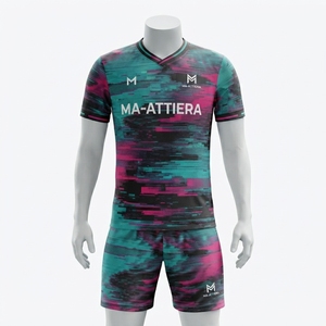 ชุดเสื้อฟุตบอล MA-ATTIERA สีเขียวอมฟ้าชมพู รุ่น Glitch สำหรับผู้ชาย ผ้าโพลีเอสเตอร์ระบายอากาศได้ดี ชุดทีมฟุตบอล รับผลิตตามแบบ OEM - Product Image 2