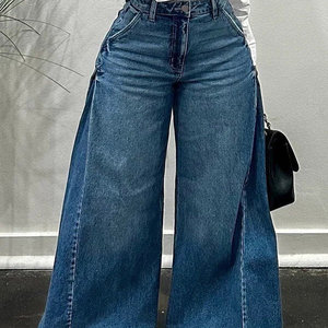 Vaqueros acampanados de cintura alta, transpirables, casuales, holgados, tipo campana, talla XL, con borlas y cintura elástica - Product Image 3