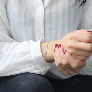 Lightning Bolts <b>Charm</b> <b>Bracelet</b> CZ Stone Made in Turkey 925 Sterling Silver Wholesale <b>Fine</b> Jewelry for Lady - Product Image 2