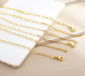 Collier de chaîne de trombone plaqué or en laiton pour un usage quotidien collier de chaîne réglable à bas prix en gros mince léger - Product Image 5