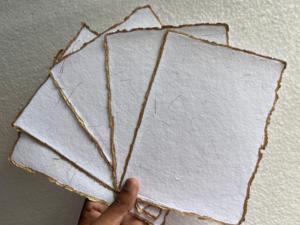 Eucalyptus Deckle Edge Papel hecho a mano Lujo rústico para invitaciones y manualidades Hoja de salvia Deckle Edge Paper con bordes metálicos - Product Image 3