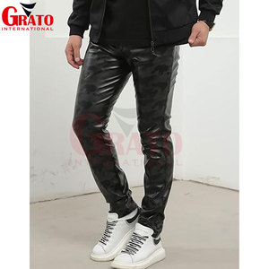Pantalon en similicuir pour homme GRATO, coupe slim, design élégant à cinq poches, jambe droite classique, confortable et durable - Product Image 4