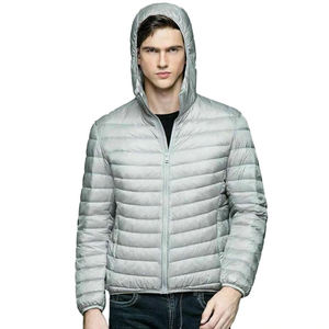 2025 Factory Sale Men's <b>Lightweight</b> 90% Jacket Solid Color Hooded Puffer <b>Parka</b> Coat Stand Front High Quality Canvas New Arrival - Product Image 4