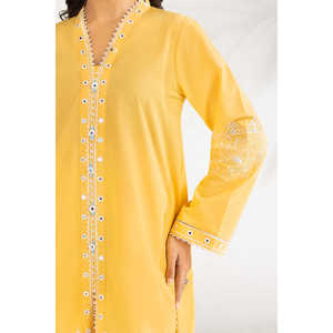 ชุดเซ็ตผ้าแคมบริคปักลาย รุ่น IPST-77593 ผ้าเครป คอปกเหลี่ยม สำหรับผู้หญิง ไซส์ XS ถึง XL สำหรับฤดูใบไม้ผลิ/ฤดูร้อน - Product Image 4