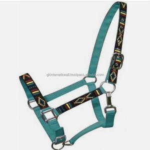 Licou de cheval en nylon 2 plis de haute qualité, conception de Navajo brodée entièrement réglable, licou perlé avec matériel en nickel - Product Image 4