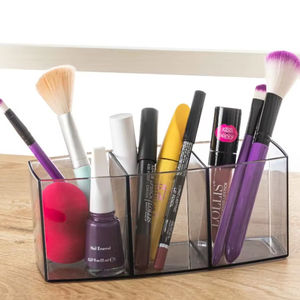 Organizador de cosméticos de 3 compartimentos moldeado por inyección de acrílico transparente moderno Logotipo personalizado para pinceles de maquillaje Esmalte de uñas Delineador de ojos - Product Image 4