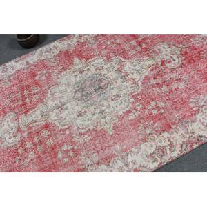 Tapis Turc Vintage Rouge Blanc Patchwork Design Grande Surface 5.2 X 8.8ft Laine Matériau avec Support en Latex pour Couloir Chambre - Product Image 5