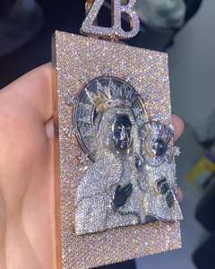 Personalizado 14K chapado en oro blanco 5 piezas de corte cuadrado Real Moissanite colgante de los hombres con estilo Hip-Hop y letras personalizadas - Product Image 5