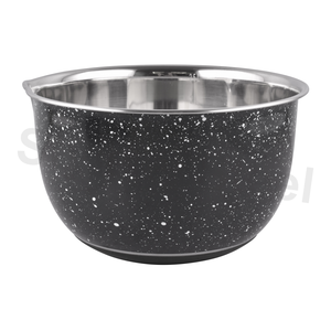 Bol de mesure et de service avec un design classique gravé, en acier inoxydable poli, écologique, pour la salade de fruits et la préparation des aliments - Product Image 3