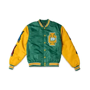 Custom made chenille embroidery patches varsity jackets 100% polyester university baseball team jacket men outdoor fashion wear