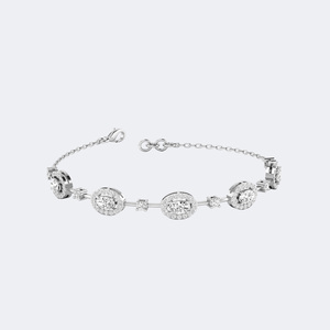 2.00CTW Round Oval Halo-<b>Set</b> Diamond Station Bracelet - Product Image 2