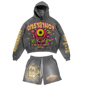 Conjunto de Sudadera con Capucha y Pantalones Cortos de Verano Personalizados para Hombre, Forro de Felpa Antibacteriano, 100% Algodón, Bordado 3D, Bolsillos Laterales, Alta Calidad - Product Image 3
