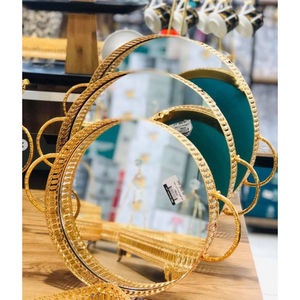Oval Shape Designer Prime Quality Decorative <b>Tray</b> <b>Mirror</b> Plated Fantastic Design Taletop <b>Tray</b> In Reasonable Price - Product Image 4