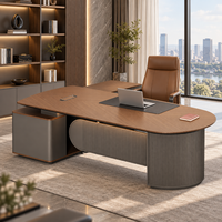 Bureau de direction moderne avec design incurvé et armoire de rangement pour un espace de travail professionnel haut de gamme