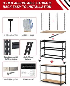 Estanterías Metálicas Resistentes de 3 Niveles Ajustables para Garaje, Capacidad de 1320 Libras, 48 Pulgadas de Ancho <span class=keywords><strong>x</strong></span> <span class=keywords><strong>24</strong></span> Pulgadas de Profundidad <span class=keywords><strong>x</strong></span> 72 Pulgadas de Alto, Estanterías Independientes para Almacén - Product Image 5