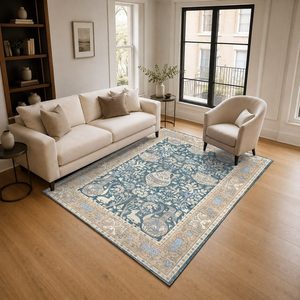 <b>RUGS</b> DEPOT LXDP-0173 Wholesale Grey Silver Traditional Medallion Digital Printed Machine Washable Chenille Area <b>Rug</b> <b>Non</b> <b>Slip</b> - Product Image 2