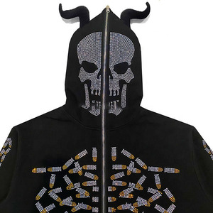 Sudadera con Capucha Completa para Hombre con Pedrería, Diseño Sólido de Invierno, Impermeable y Transpirable, Colores Personalizables - Product Image 2