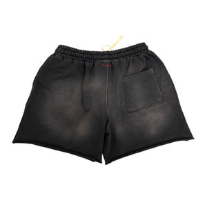 Custom <b>Men</b> Vintage Sun Dye Fade <b>Sweat</b> Cotton <b>Shorts</b> Distressed Cut Edge Puff Printing <b>Men's</b> Summer Acid Wash <b>Shorts</b> Breathable - Product Image 4