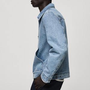 Chaqueta vaquera OEM, chaqueta vaquera con parches personalizados de calle principal, ropa de calle personalizada, chaqueta vaquera Lisa OEM para hombre - Product Image 4