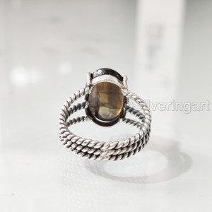 Anillo de Plata de Ley 925 para Mujer con Labradorita Natural, Diseño Bohemio de 3 Bandas Trenzadas, Joyería Hecha a Mano para Fiestas y Navidad - Product Image 6