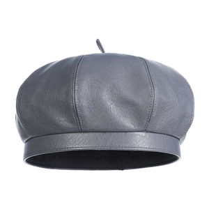 Chapeau de style béret vintage en cuir unisexe 2024, couleur unie tendance, bérets pour la plage et l'usage quotidien par Standard International - Product Image 1