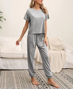OEM personnalisé 2024 dames pyjamas costumes de nuit femmes vêtements de nuit à manches courtes T-shirt coton vêtements de détente pyjamas pour femmes ensemble - Product Image 2
