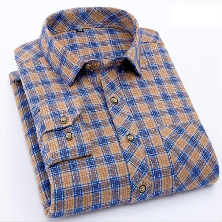 180 gsm New Wholesale High Quality Polyester check Cotton Solid Color Turn-down Collar Office Long Sleeve Business Men Shirts