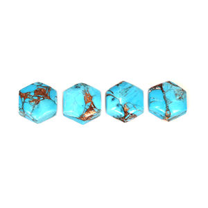 MOHAVE cuivre bleu TURQUOISE 10x10mm forme hexagonale dos plat 17.00cx. LOT de pierres - Product Image 2