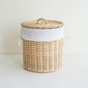 Rattan Bamboo Natural Wood Basket Weaving Handcrafted Baskets <b>with</b> Handle and <b>Lid</b> From Vietnam - Product Image 2