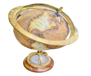 Globo Terráqueo Metálico para Decoración de Oficina u Hogar, Globo Armilar Celestial de Latón Náutico para Estudios de Geografía y Tierra - Product Image 4