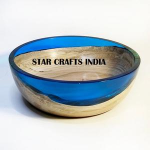 Latest Design <b>Wooden</b> Rounded Serving <b>Bowl</b> Fruit <b>Bowl</b> <b>Large</b> Size Eco Friendly Printed <b>Wooden</b> & Resin Glossy <b>Bowl</b> for Home - Product Image 4