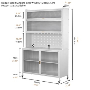 Armoire de <span class=keywords><strong>cuisine</strong></span> mobile en métal, <span class=keywords><strong>meuble</strong></span> de rangement moderne sur roulettes pour la maison - Product Image 5
