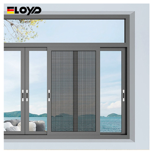 Eloyd Guangdong Finestre e Porte Scorrevoli Orizzontali in Alluminio Nero a Taglio Termico Stile Moderno con Zanzariera in Acciaio Inossidabile - Product Image 1